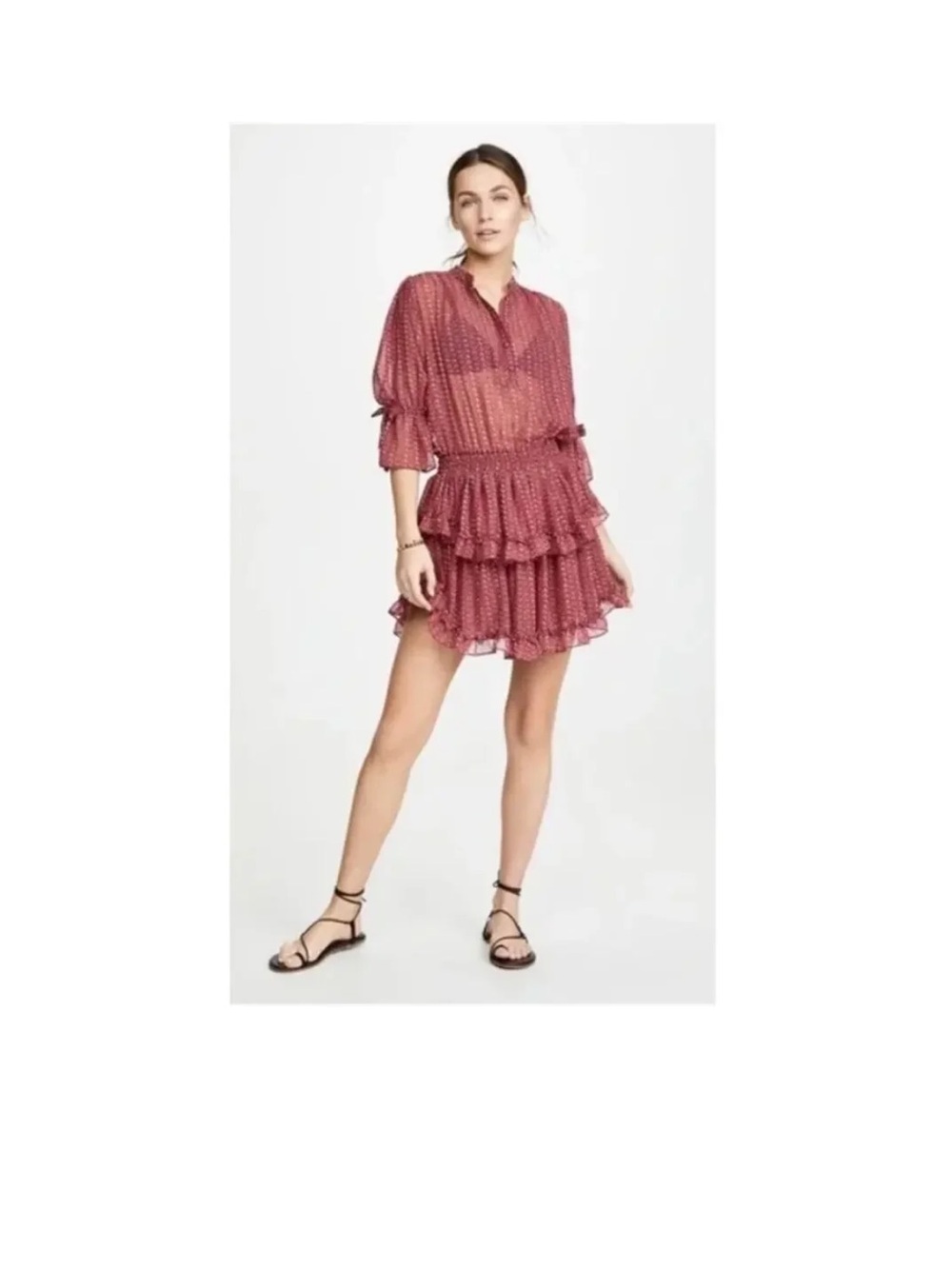 Misa Los Angeles Inge Printed Ruffle Mini Dress